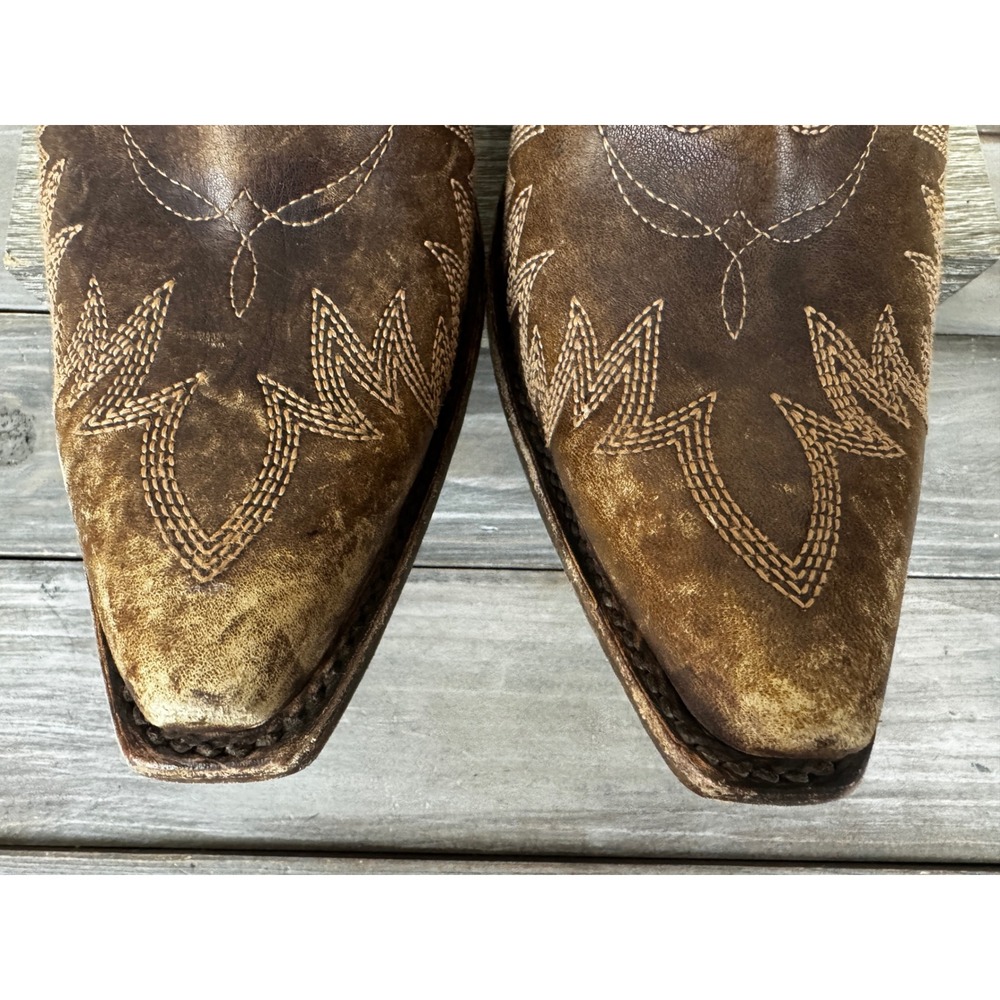 Ariat Dixon Distressed Weathered Brown Leather Western Ankle Boots Size 10 - Picture 3 of 10
